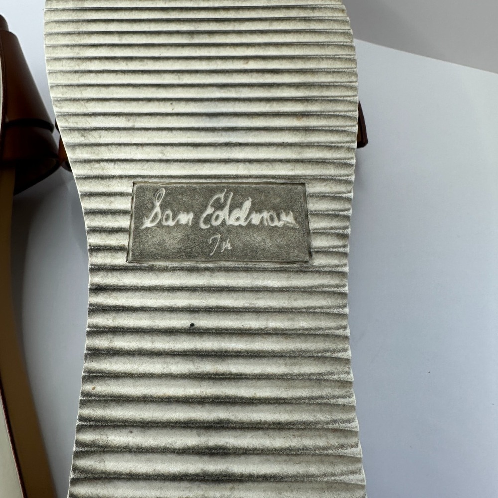 Sam Edelman Ariane Dark Bourbon Open Toe Buckle Flat Leather Slides Sandals 7.5 - Picture 8 of 8
